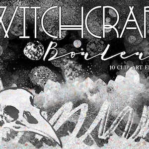 Halloween Clipart - Gothic Witch Clip Art Borders - Witchcraft Border - Moon Graphics - Goth Wiccan PNG Frame - Wicca Magic Digital Frames