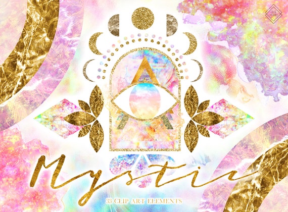 Mystic Boho Clipart: Colorful Rainbow Bohemian Hippie Abstract Graphics (PNG Digital Download)