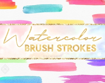 Water Color Clipart: Colorful Watercolor Brush Stroke Graphics (PNG Digital Download)