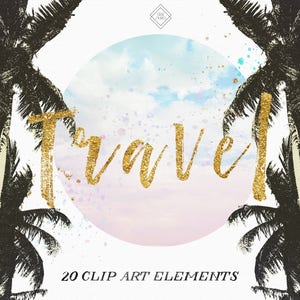Travel Clipart - Wanderlust Summer Clip Art - Adventure Road Trip Vacation Graphics - Vintage Holiday Paris Digital PNG Scrapbook Overlays