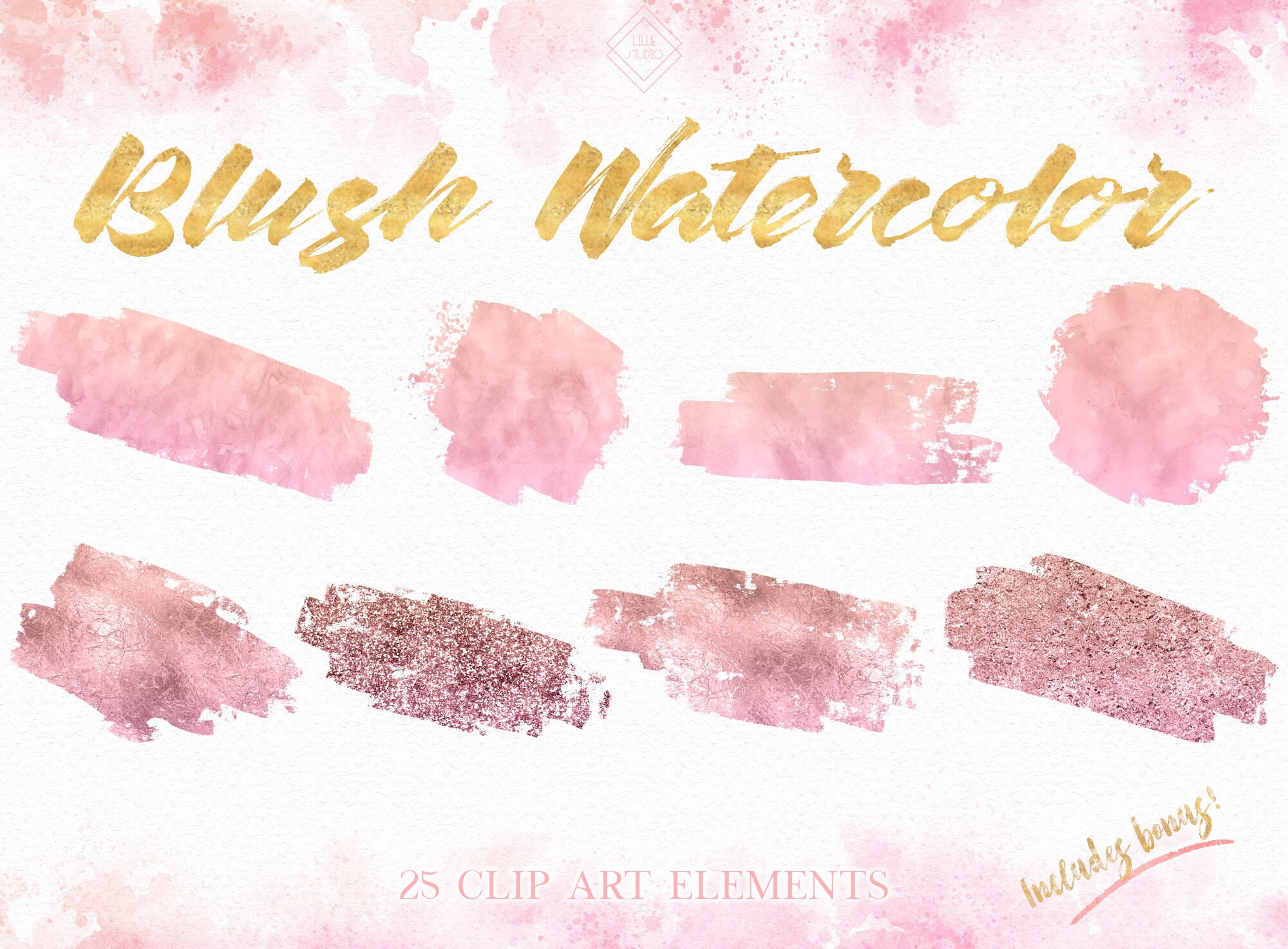 Download Blush Pink Watercolor Clipart Brush Stroke Clipart Rose | Etsy