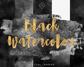 Black Watercolor Digital Paper: Abstract Grey Texture Background (JPG Download)