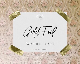 Gold Digital Washi Tape Clipart: Metallic Border & Frame PNG (Digital Download)