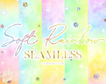 Pastel Gradient Seamless Digital Paper - Rainbow Pattern Papers - Neon Watercolor Patterns Background Graphics - Colorful Ombre Backgrounds