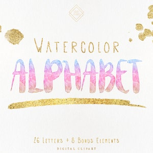 Rainbow Watercolor Alphabet PNG Clipart - Monogram Unicorn Water Color Letter Clip Art - Pastel Watercolour Digital Lettering Letters