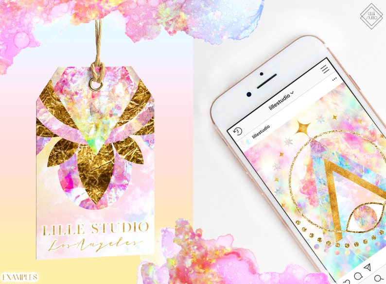 May include: A digital illustration of a geometric shape with a gold outline and a pink, blue, and yellow watercolor background. The text "LILLE STUDIO Los Angeles" is at the bottom of the image.