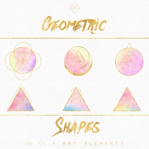 Boho Geometric Clipart - Bohemian Sacred Geometry Clip Art - Abstract Raibow Chakra Graphics - Triangle Gold Modern PNG - DIY Logo Design