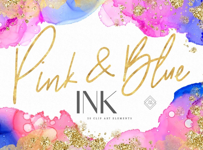 Pink Blue Alcohol Ink Clipart Graphics Watercolor Clip Art - Etsy