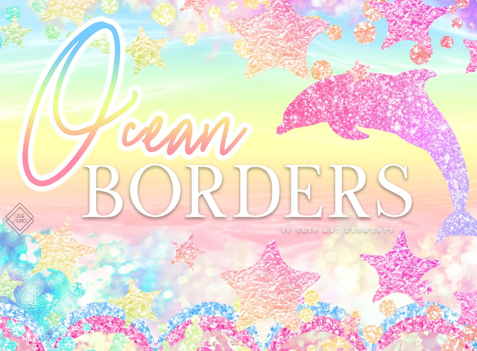 Ocean Border Clipart Mermaid Rainbow Borders Clip Art Sea Etsy Images