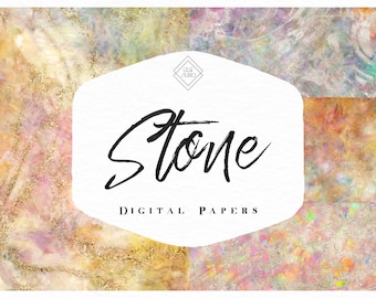 Marble Stone Digital Paper: Opal Agate Crystal Backgrounds, Bohemian Gemstone Graphics (JPG Download)