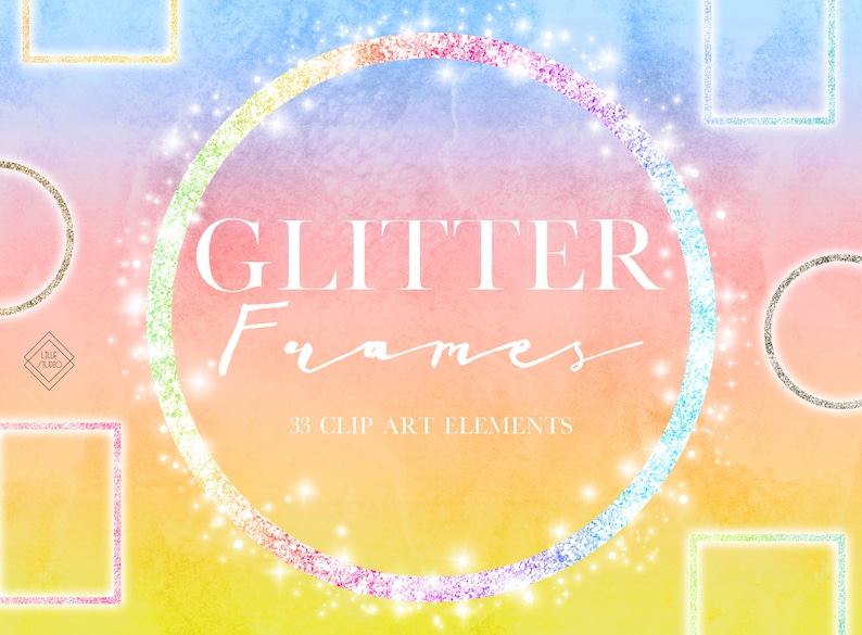 Digital Glitter Frames Clipart Frame Clip Art Pink Blue Etsy