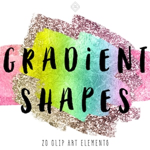 Rainbow Brush Stroke Clipart - Glitter Brush Strokes Clip Art - Gradient Watercolor Brushstrokes - Ombre Brushstroke Graphics - PNG Download