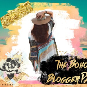 Wanderlust Boho Clipart - Bohemian Fashion Clip Art - Hippie Blog Graphics Template - Travel Blogger Instagram Canva Digital Stickers PNG
