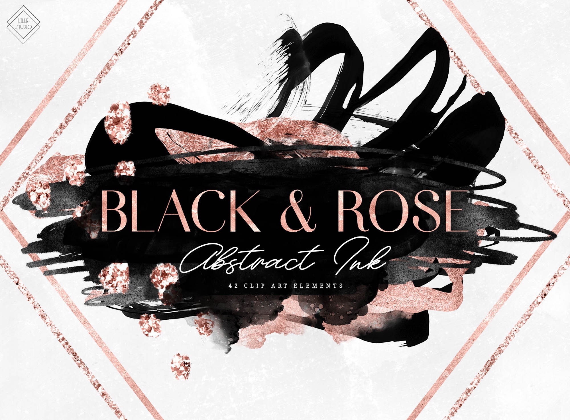 Black Rose Gold Abstract Ink Clipart Glam Chic PNG Graphics - Etsy Finland