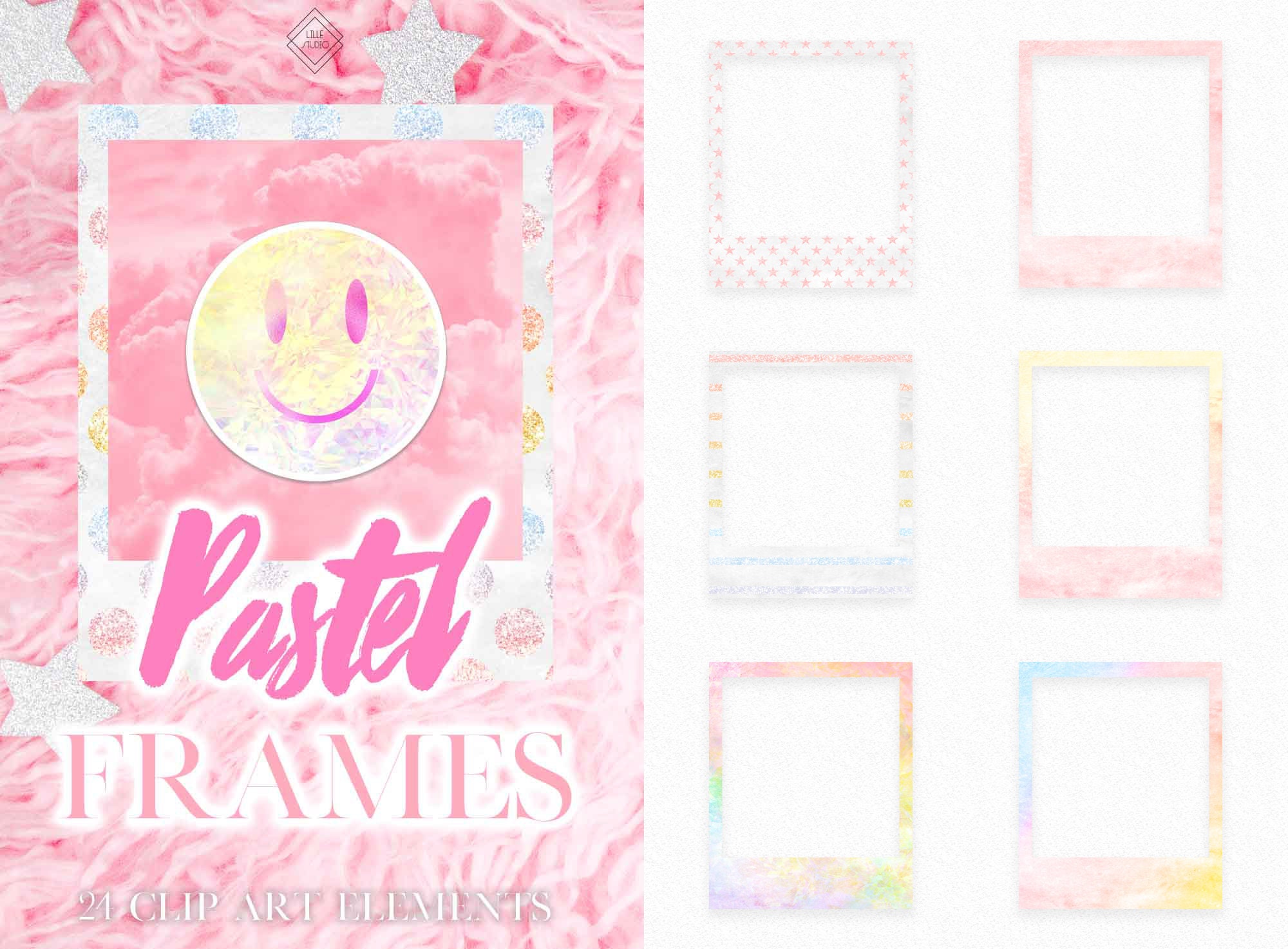 Pastel Y2K Frame Clipart Rainbow Digital Washi Tape Clip Art Etsy Denmark