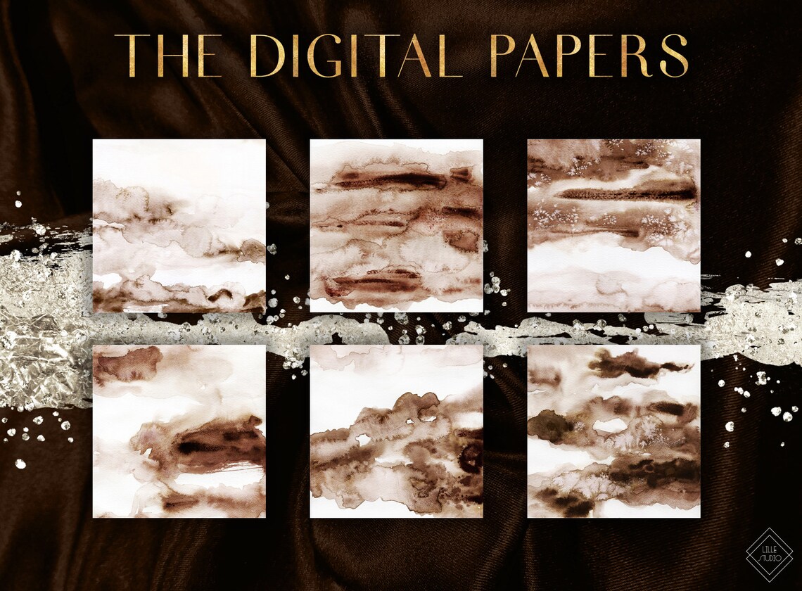 Brown Watercolor Digital Paper: Modern Abstract Earthy Texture ...