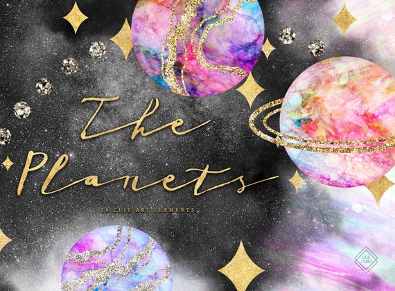 Galaxy Planet Clipart: Colorful Star & Sky Space Theme Graphics (PNG Digital Download)