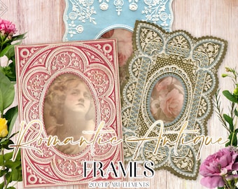 Antique Frame Clipart: Romantic Victorian Ephemera Borders For Junk Journal Scrapbook (PNG Digital Download)