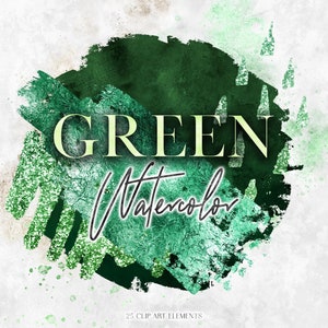 Emerald Green Watercolor Brush Stroke Clipart (PNG Digital Download)