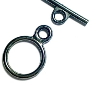10 sets - Gunmetal Toggle Clasp,   Bracelet clasp, Necklace Clasp. 15mm circle with 19mm bar. Gunmetal findings. Bracelet findings.