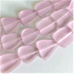 Blossom pink faux sea glass, 6 pieces, cultured sea glass,  freeform beads, one strand, rumbled glass beads. Pale pink beads. Frosted beads