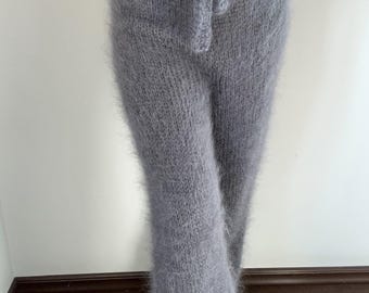 Hand Knit Mohair Pants Handmade Cable Trouser Thick and Fuzzy - Etsy