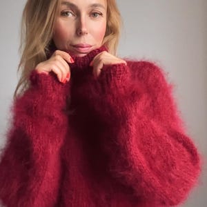 モヘアタートルネックセーター、ふわふわセーター、オーバーサイズセーター、チャンキーセーター、ウールセーター、冬用プルオーバー、ルーズセーター、100%ハンドメイド