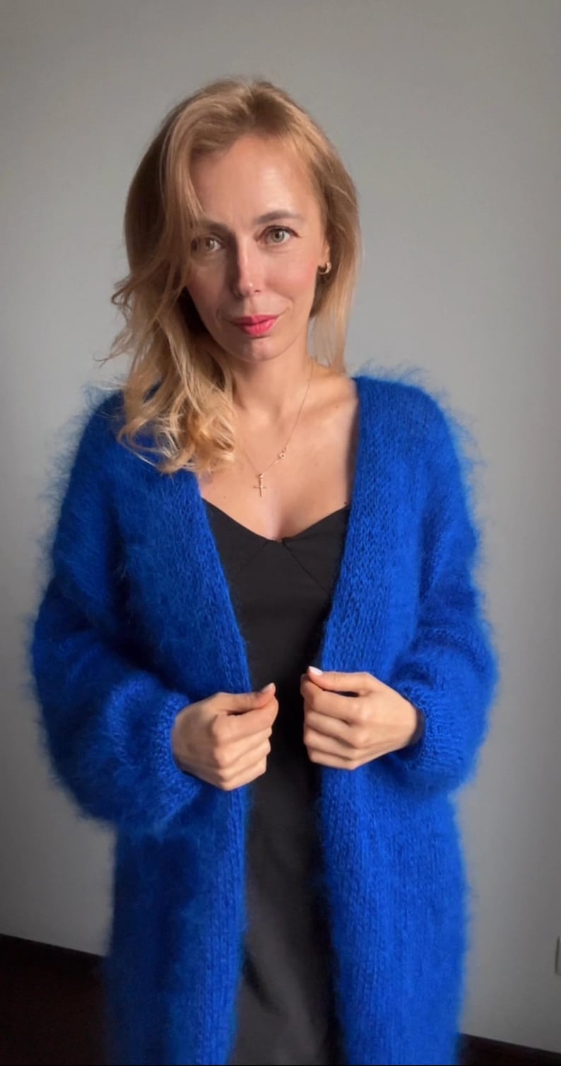 Mohair Blend Chunky Cardigan Sweater