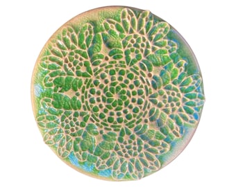 Ceramic Lace Cabochon Smaragd green 57mm