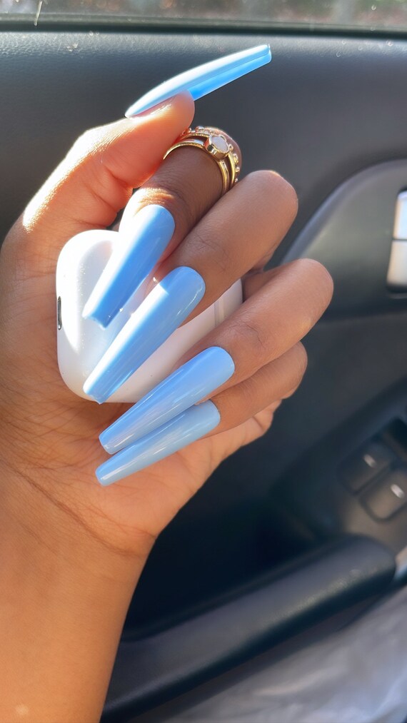 Baby Blue Press On Nails Xl Coffin Xl Square Winter Nails Etsy Denmark Baby Blue Press On Nails Xl Coffin Xl Square Winter Nails Etsy Denmark