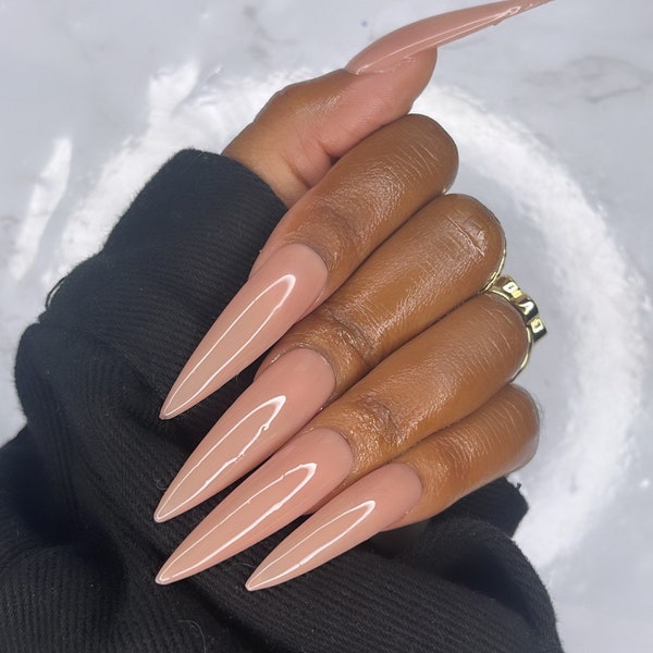 Nude Press On Nails| XL Stiletto| Square| Coffin| Dark Nude| Almond| Short| Matte| Simple| Glossy| Summer| 3XL | Made to Order| Spring|