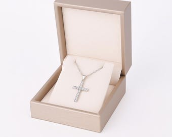Sterling Silver Cross Necklace: CZ Pendant, Christian Jewelry Gift