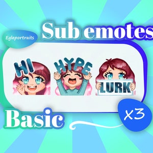 Chibi Twitch Emotes: Pink Hair Girl Emotes (3x)