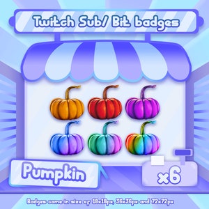 6 x Twitch bit badges / Twitch sub badges - Pumpkin badges