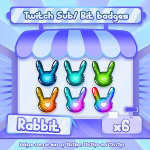 6x Twitch Sub / Bit badges - Rabbit / Bunny