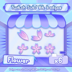 6x Twitch sub badges, Twitch bit badges, flower sub badges, plant badges