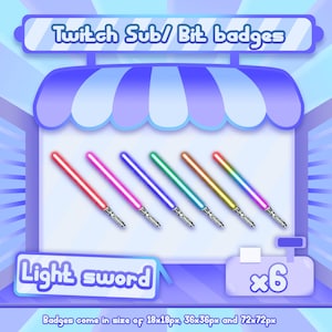 6x Twitch sub badges / Twitch bit badges - Light sword badges / Laser sword