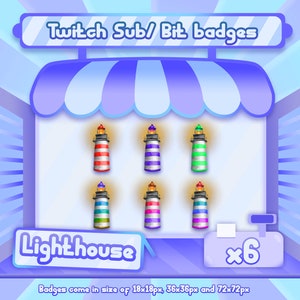 6 x Twitch sub badges / Twitch bit badges - Lighthouse badges