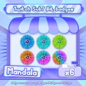6x Twitch sub badges / Twitch bit badges - Flower badges / Mandala badges