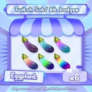 Eggplant Twitch Badges: Sub/Bit Badges (6x)