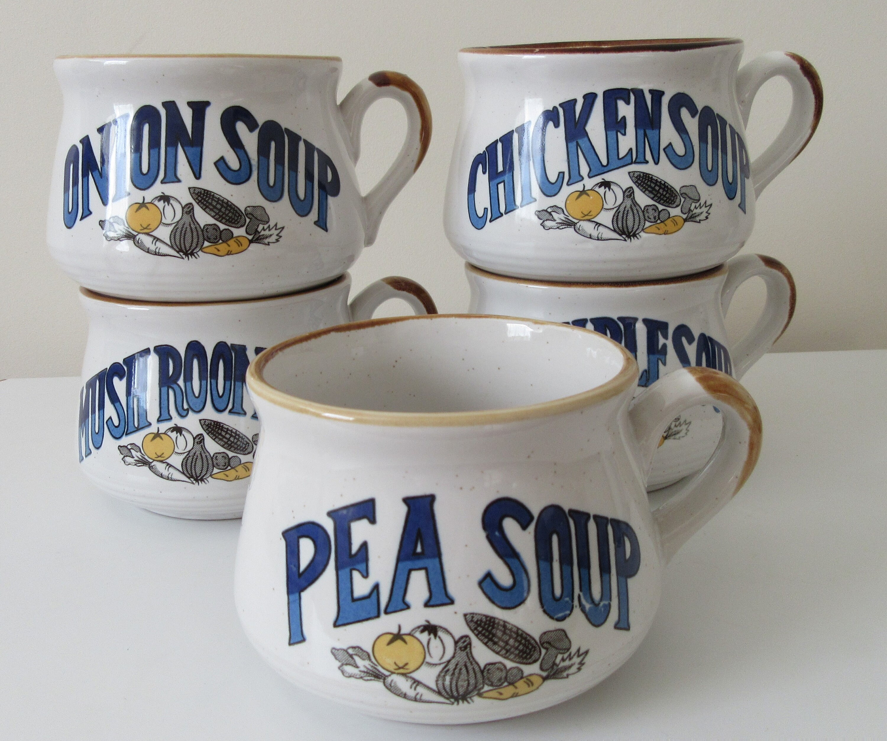 Retro Gift. Retro Soup Mugs. Vintage Gift. Vintage Soup Mugs. Etsy