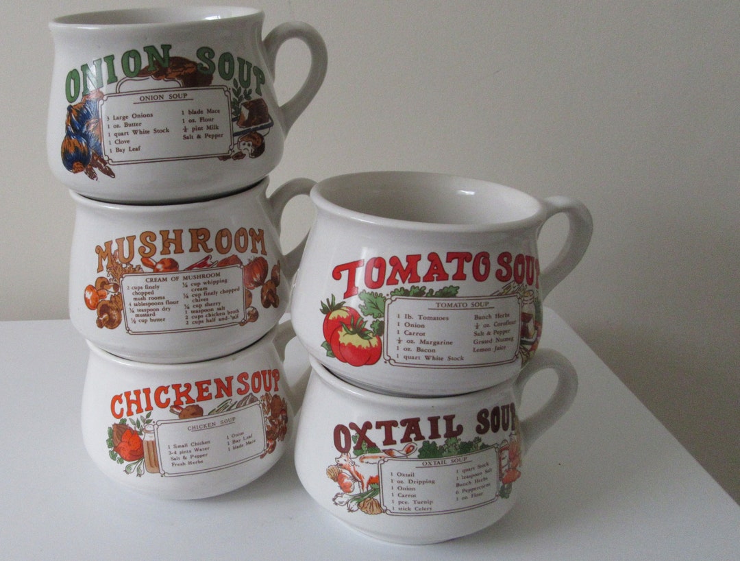 Retro Gift. Retro Soup Bowls. 1970 Soup Mugs. Vintage Soup Bowls