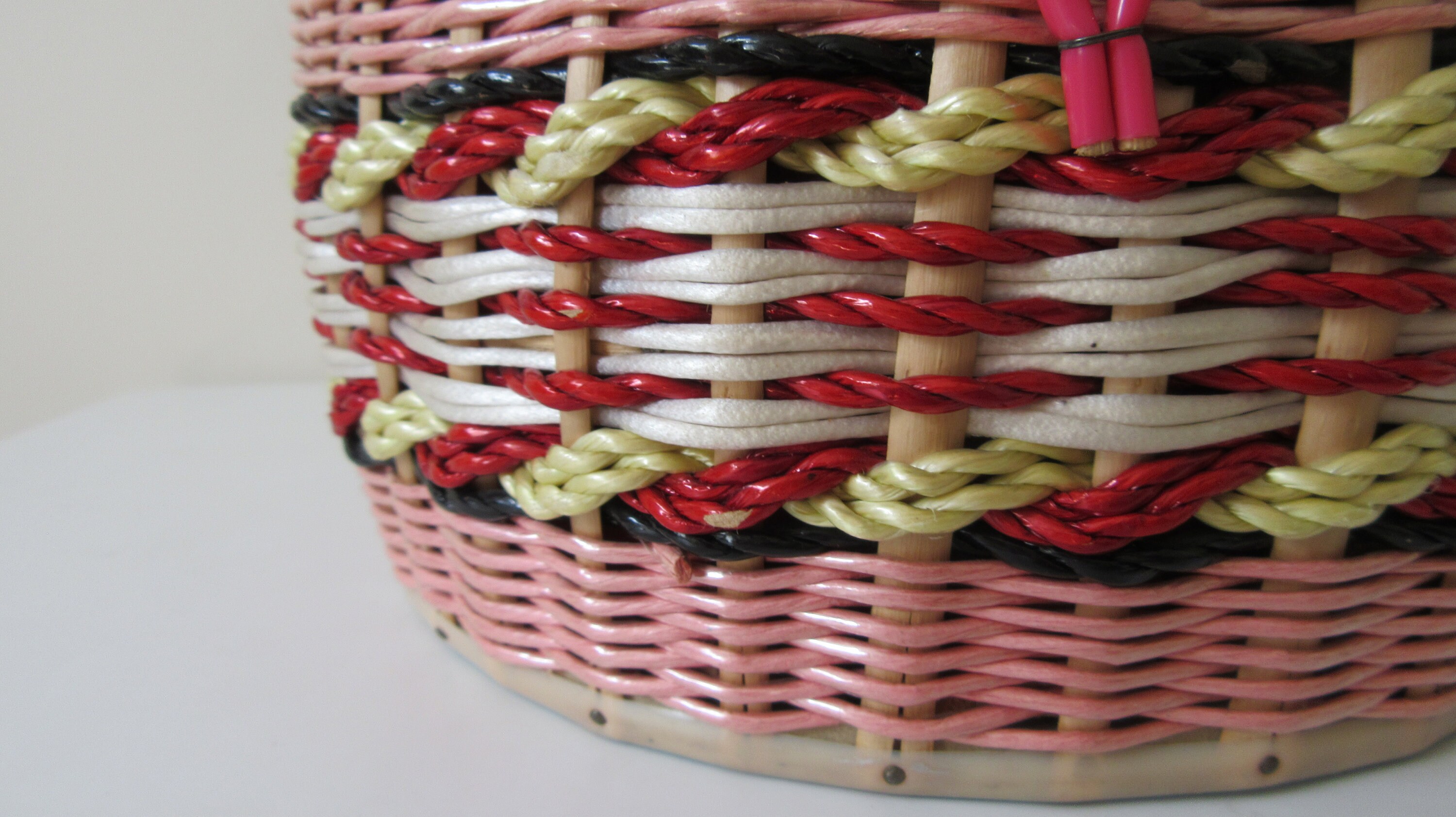Vintage Gift. Vintage Sewing Basket. Retro Round Pink Plastic Etsy UK