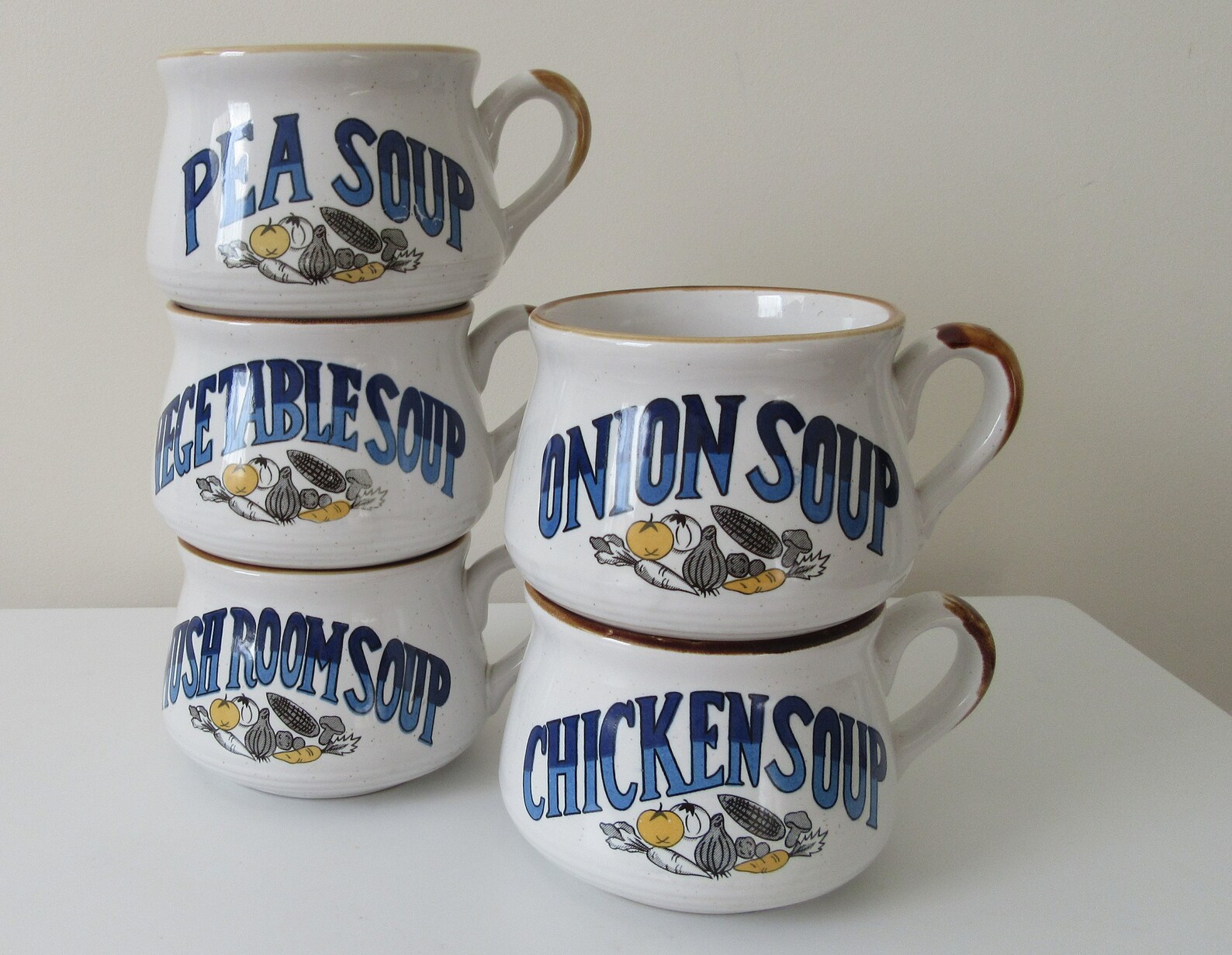Retro Gift. Retro Soup Mugs. Vintage Gift. Vintage Soup Mugs. Etsy