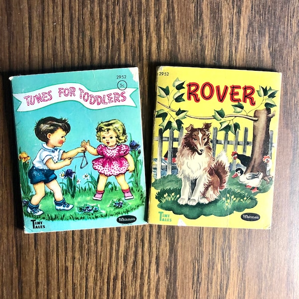 Set of 2 Tiny Tales Books, Tiny Books, Nursery Rhymes, Vintage Books, 1950s, Baby Shower,