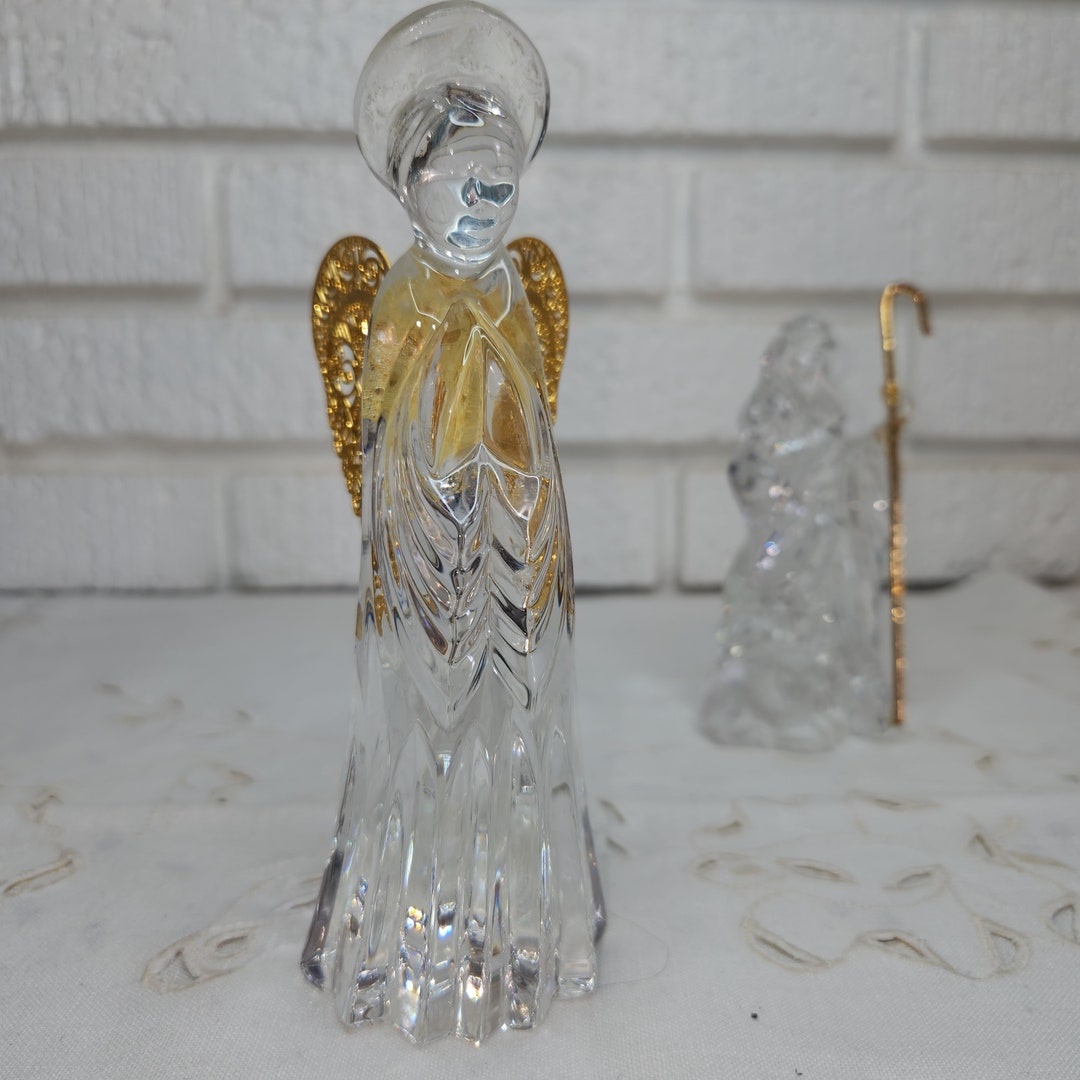 Vintage Gorham Crystal Angel With Gold Wings Nativity Figurine With Gold  Accents - Etsy