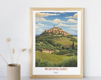 Impression de voyage Montepulciano - Italie, cadeau de voyage Montepulciano, affiche imprimable de la ville, téléchargement numérique, cadeau d'anniversaire, cadeau de mariage