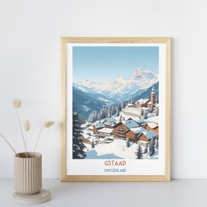 Gstaad - Switzerland Travel Print, Gstaad  Switzerland, Travel Gift, Printable City Poster, Digital Download, Birthday Present, Wedding Gift