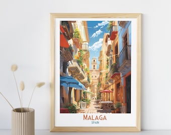 Malaga - Impression de voyage en Espagne, Malaga - Cadeau de voyage en Espagne, affiche de la ville imprimable, téléchargement numérique, cadeau d'anniversaire, cadeau de mariage