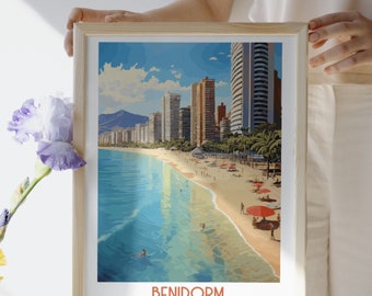 Benidorm - Espagne - impression de voyage, Benidorm - cadeau de voyage en Espagne, affiche imprimable de la ville, téléchargement numérique, cadeau d'anniversaire, cadeau de mariage